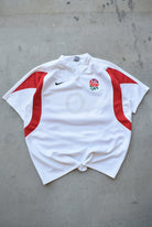Nike x England National Rugby Team White & Red Embroidered Jersey — 2000s (XXL) - Retrospective Store