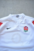 Nike x England National Rugby Team White & Red Embroidered Jersey — 2000s (XXL) - Retrospective Store