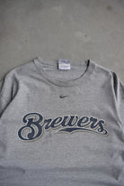 Nike x MLB Milwaukee Brewers Grey Graphic Tee — 2000s (M) - Retrospective Store