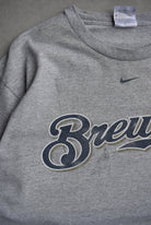 Nike x MLB Milwaukee Brewers Grey Graphic Tee — 2000s (M) - Retrospective Store