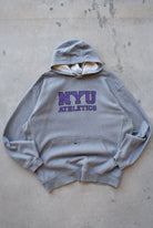 Nike x NYU Athletics Grey Embroidered Hoodie — 2000s (XXL) - Retrospective Store