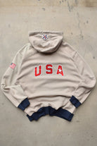 Nike x Team USA Stone-Grey Embroidered Quarter Zip Hoodie — 2000s (XXL) - Retrospective Store