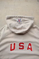 Nike x Team USA Stone-Grey Embroidered Quarter Zip Hoodie — 2000s (XXL) - Retrospective Store