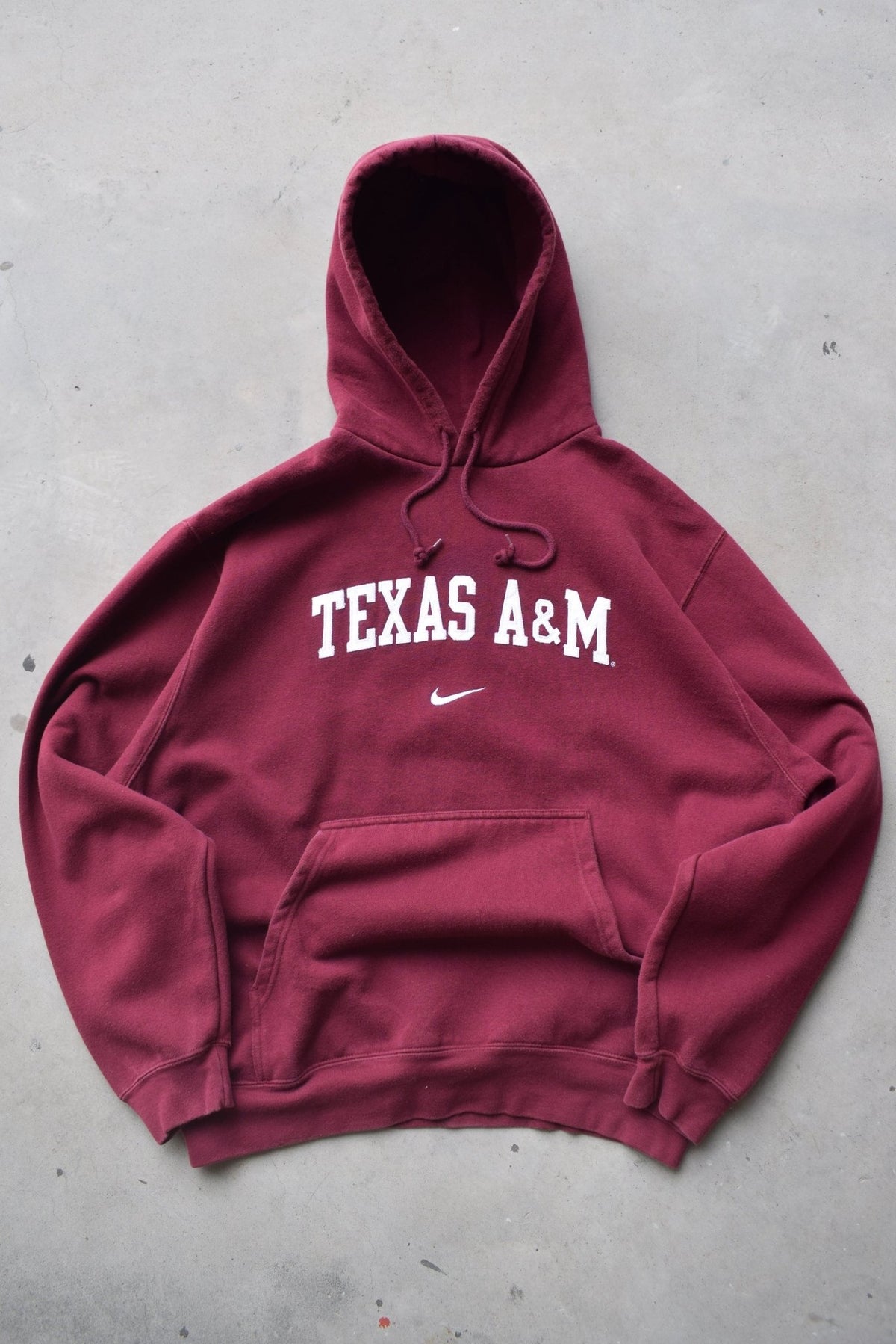 Nike x Texas A&M University Burgundy Embroidered Spellout Hoodie — 2000s (L) - Retrospective Store