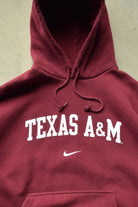 Nike x Texas A&M University Burgundy Embroidered Spellout Hoodie — 2000s (L) - Retrospective Store