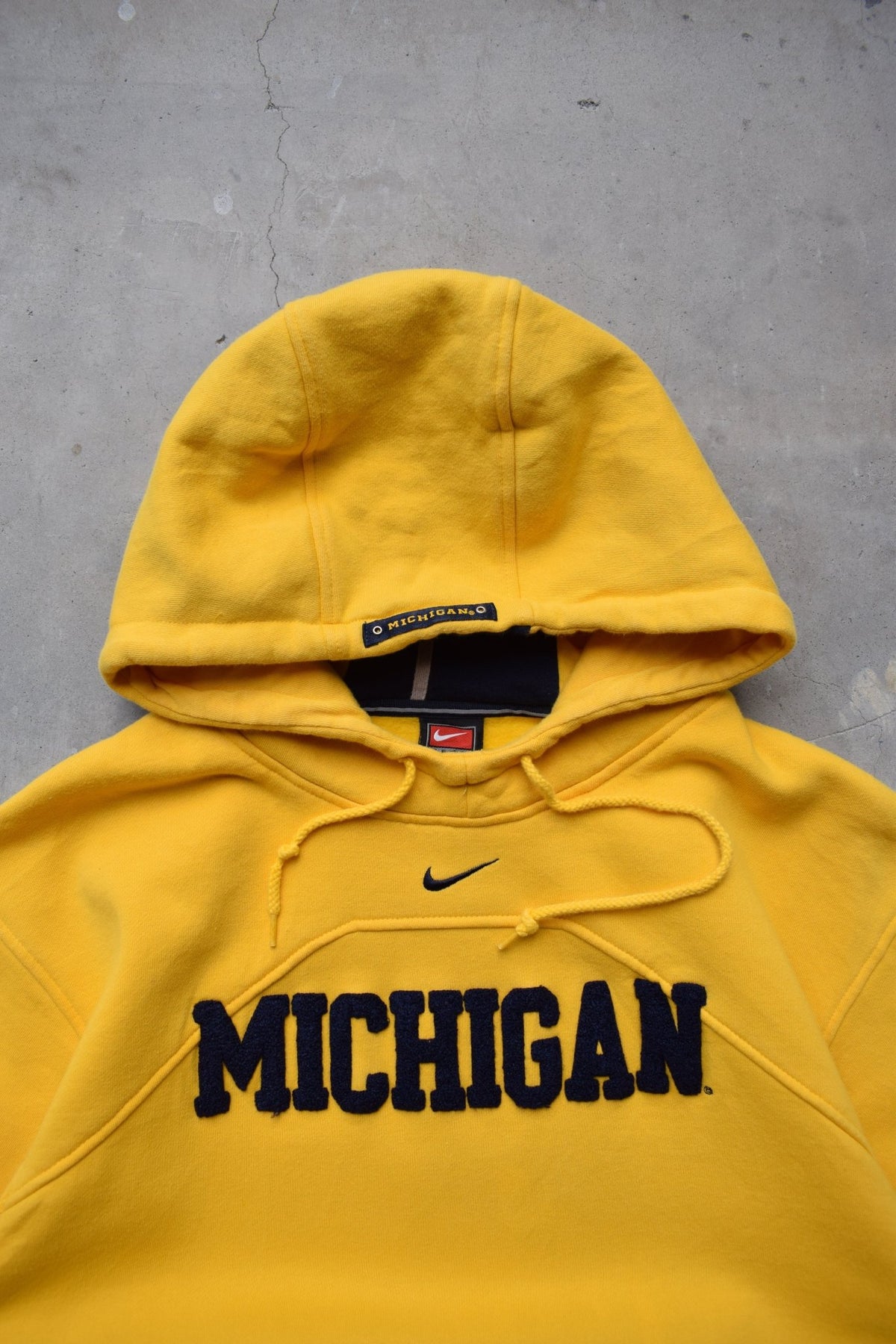 Nike x University of Michigan Yellow Embroidered Spellout Hoodie — 2000s (S/M) - Retrospective Store