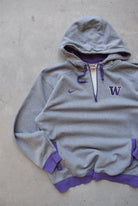 Nike x Washington State University Grey & Purple Embroidered Quarter Zip Hoodie — 2000s (XXL) - Retrospective Store