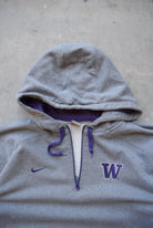 Nike x Washington State University Grey & Purple Embroidered Quarter Zip Hoodie — 2000s (XXL) - Retrospective Store