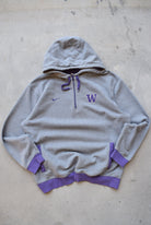 Nike x Washington State University Grey & Purple Embroidered Quarter Zip Hoodie — 2000s (XXL) - Retrospective Store