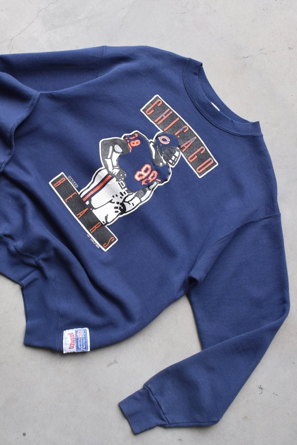 Nutmeg x NFL Chicago Bears Navy Graphic Crewneck — 1989 (M) - Retrospective Store