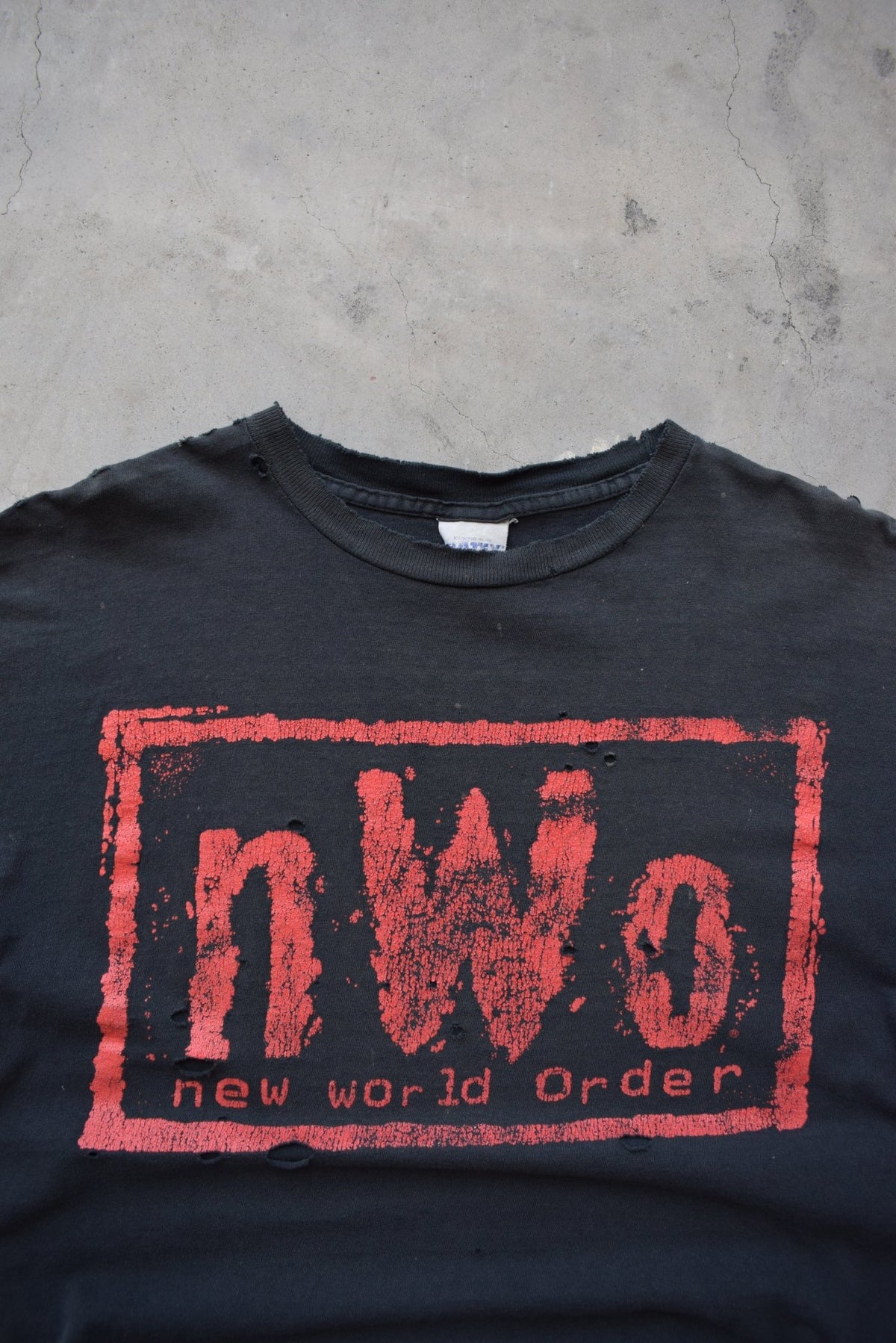 N.W.O. New World Order Black Wrestling Tee — 1990s (L) - Retrospective Store