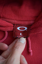 Oakley Red Embroidered Spellout Hoodie — 2000s (L) - Retrospective Store