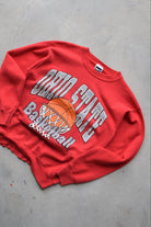 Ohio State University Basketball Red Graphic Crewneck — 1990s (M) - Retrospective Store