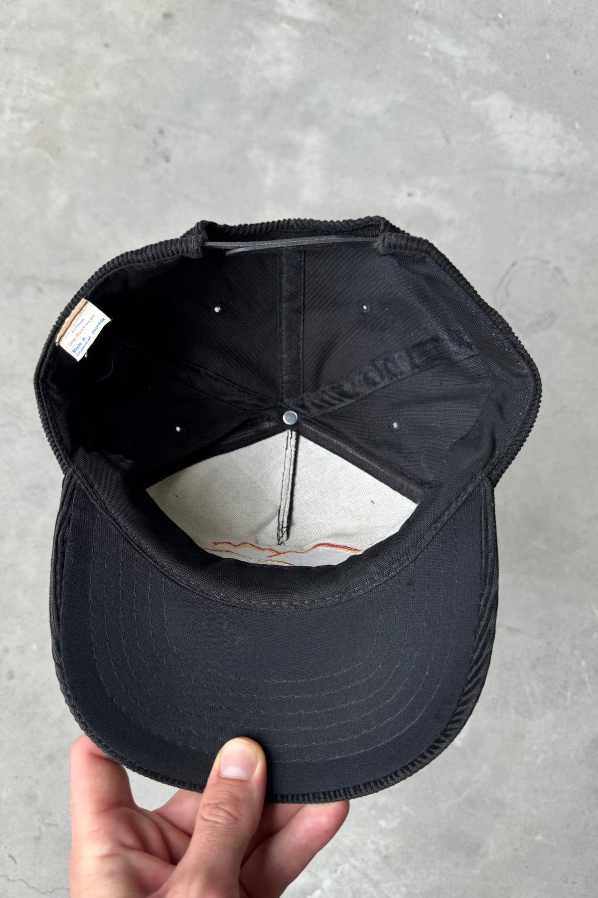 Oil & Propane Black Embroidered Corduroy Hat — 1990s - Retrospective Store