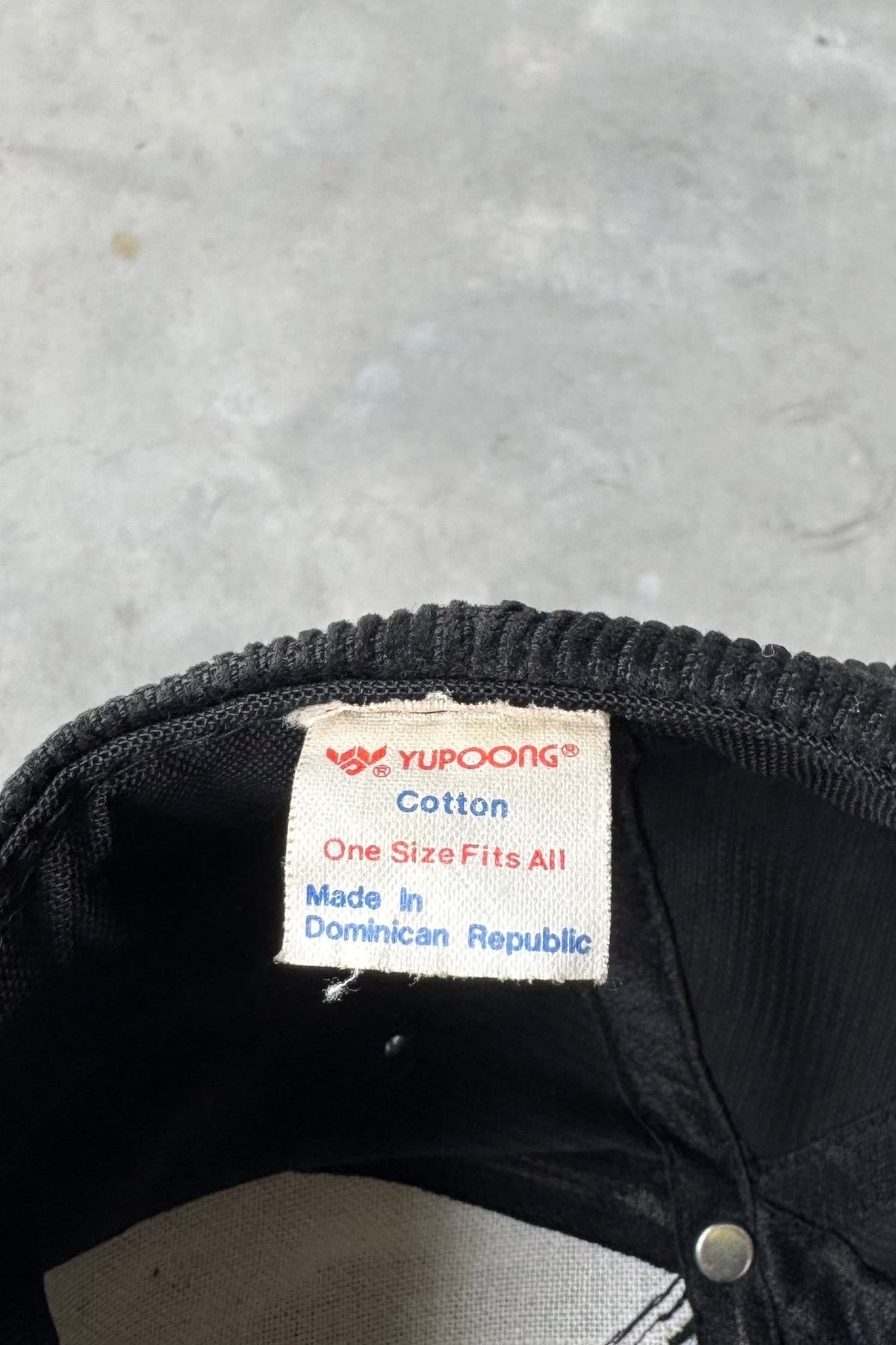 Oil & Propane Black Embroidered Corduroy Hat — 1990s - Retrospective Store