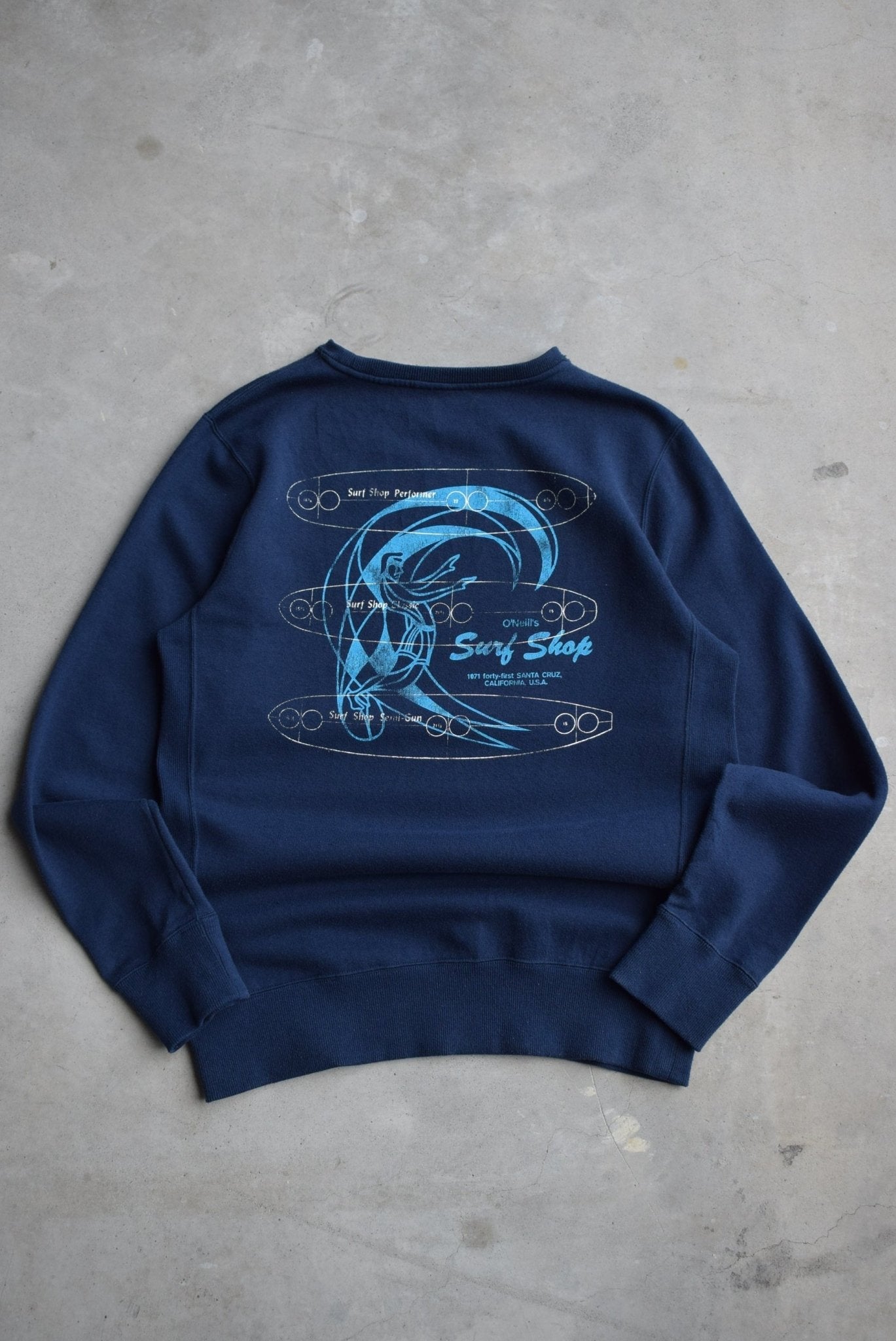 O'Neill Surfwear Navy Graphic Crewneck — 1990s (L) - Retrospective Store