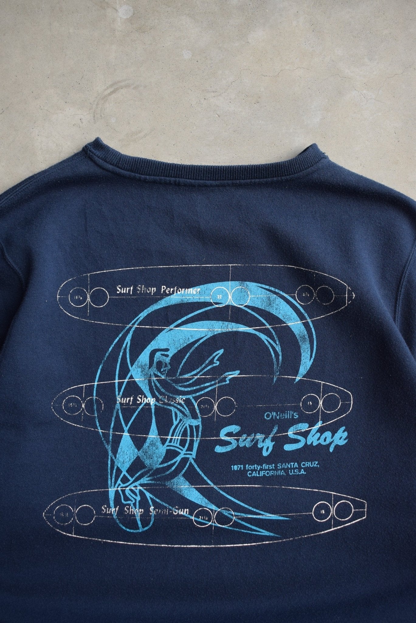 O'Neill Surfwear Navy Graphic Crewneck — 1990s (L) - Retrospective Store