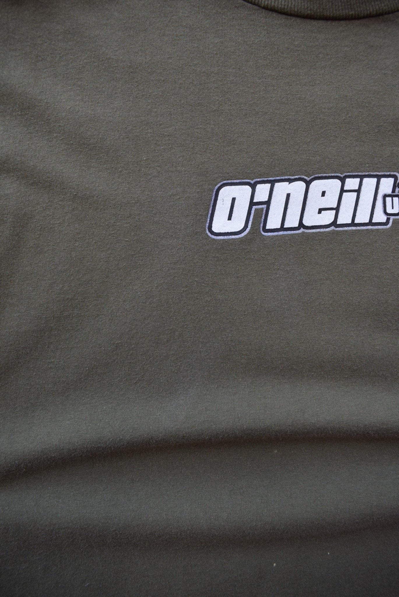 O'Neill USA Surfwear Green Long Sleeve Spellout Tee — 1990s (L) - Retrospective Store