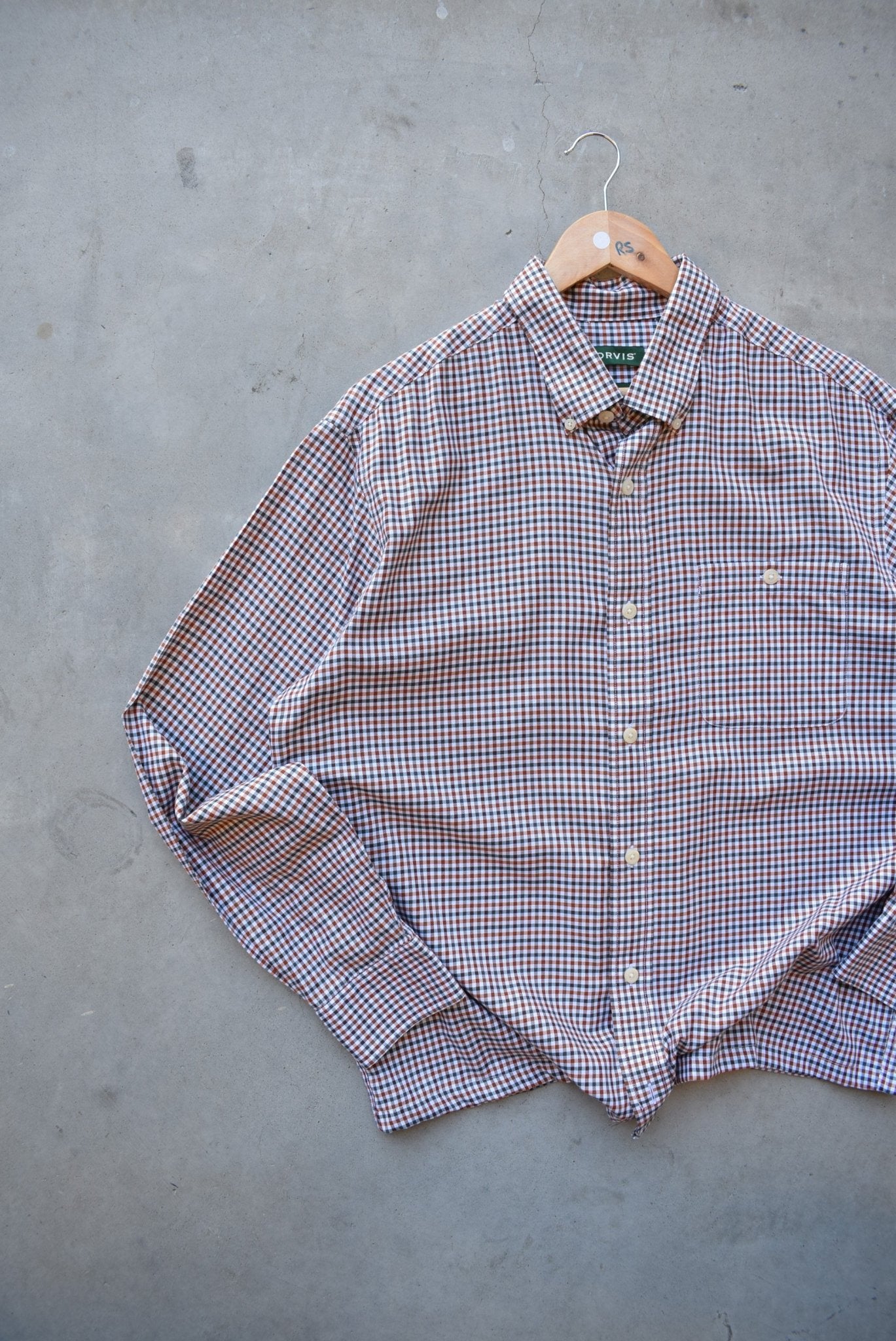 Orvis Orange Cropped Long Sleeve Button Up — 2000s (M/L) - Retrospective Store