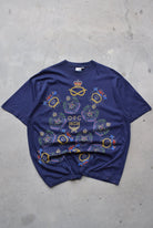 Over The Counter Navy Graphic Tee — 1990s (L) - Retrospective Store