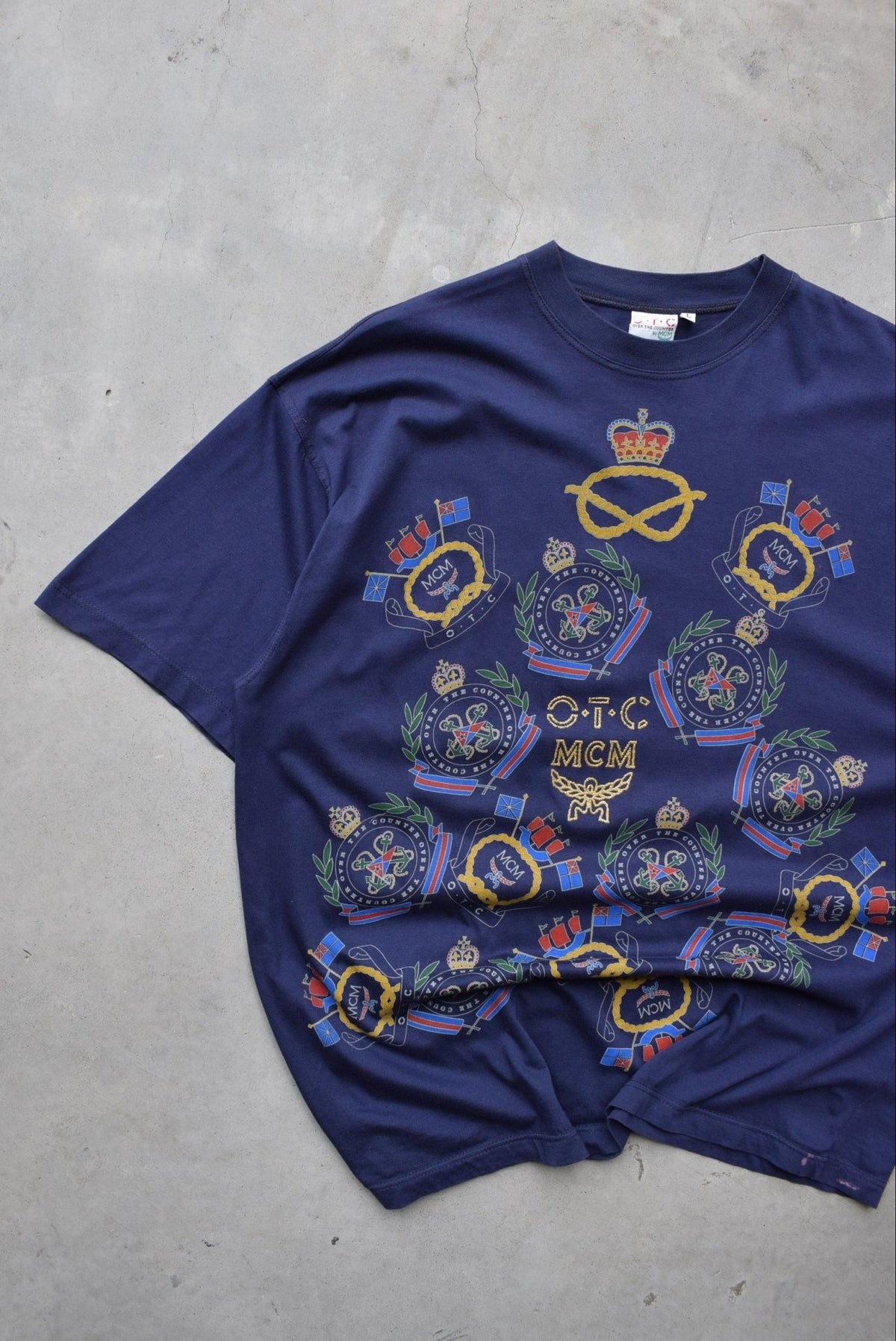 Over The Counter Navy Graphic Tee — 1990s (L) - Retrospective Store