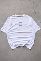 Pierre Balmain White Embroidered Spellout Tee — 1990s (L) - Retrospective Store