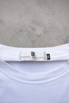 Pierre Balmain White Embroidered Spellout Tee — 1990s (L) - Retrospective Store