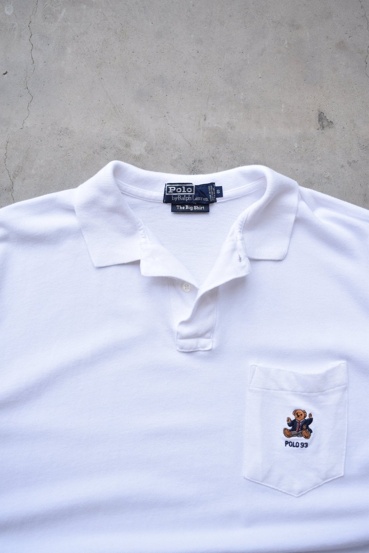 Polo Bear Ralph Lauren White Embroidered Polo — 1990s (L) - Retrospective Store