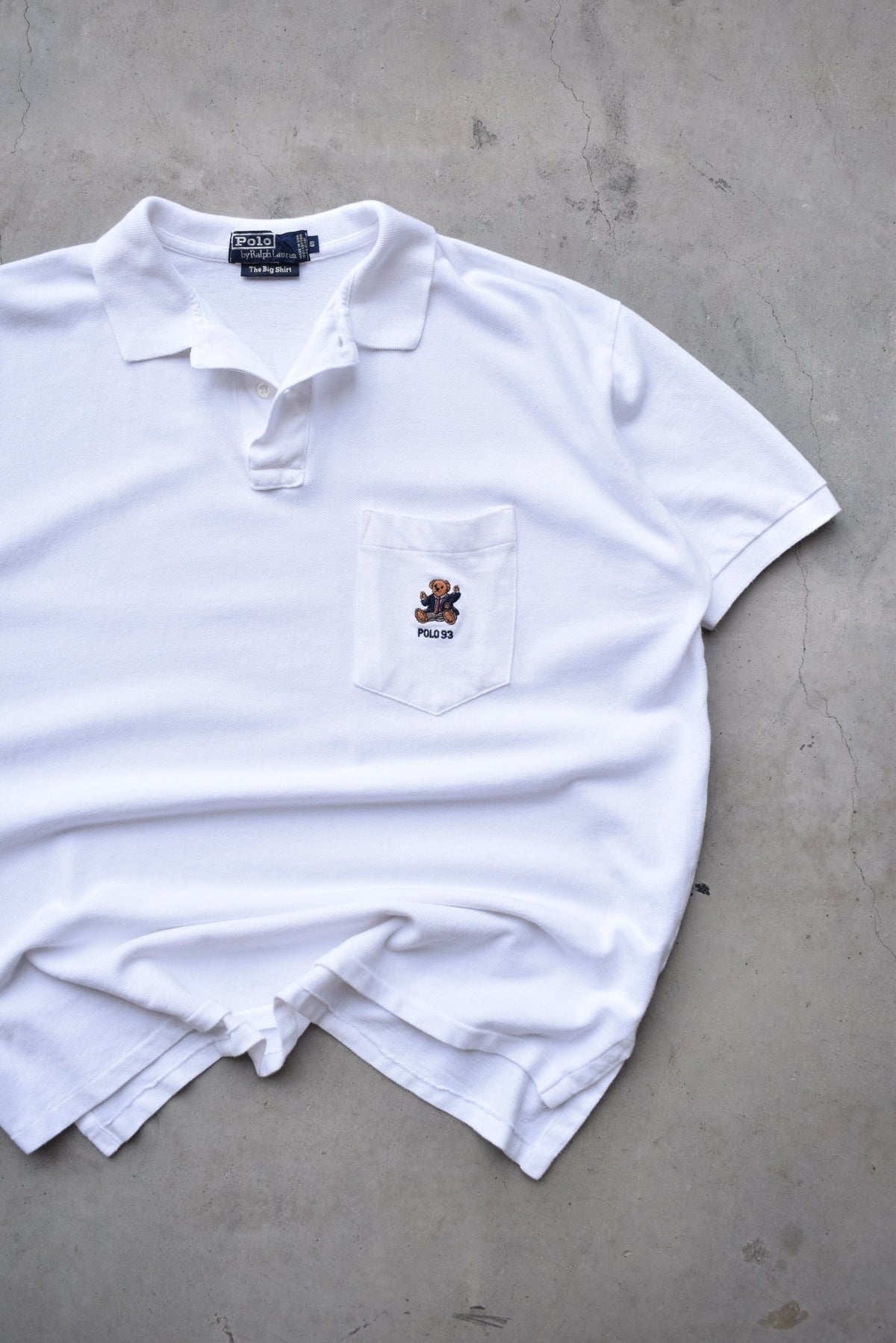 Polo Bear Ralph Lauren White Embroidered Polo — 1990s (L) - Retrospective Store