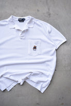 Polo Bear Ralph Lauren White Embroidered Polo — 1990s (L) - Retrospective Store