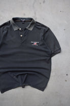 Polo Jeans Co. Ralph Lauren Black Embroidered Spellout Polo — 1990s (L) - Retrospective Store
