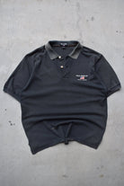 Polo Jeans Co. Ralph Lauren Black Embroidered Spellout Polo — 1990s (L) - Retrospective Store