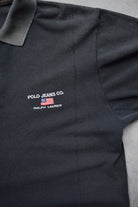 Polo Jeans Co. Ralph Lauren Black Embroidered Spellout Polo — 1990s (L) - Retrospective Store