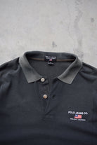 Polo Jeans Co. Ralph Lauren Black Embroidered Spellout Polo — 1990s (L) - Retrospective Store