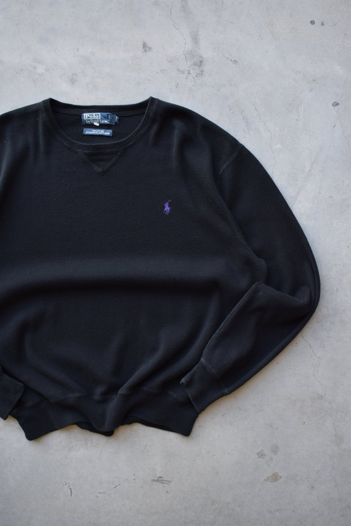 Polo Ralph Lauren Black Embroidered Logo Knit — 1990s (XL) - Retrospective Store