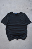 Polo Ralph Lauren Black Embroidered Logo Tee — 1990s (L) - Retrospective Store