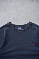 Polo Ralph Lauren Black Embroidered Logo Tee — 1990s (M) - Retrospective Store