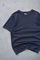 Polo Ralph Lauren Black Embroidered Logo Tee — 1990s (M) - Retrospective Store