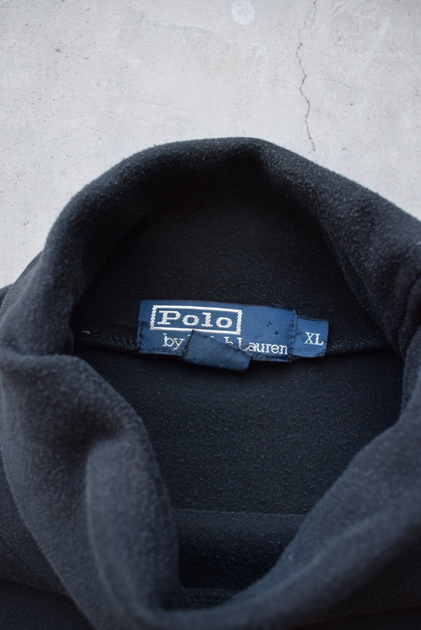 Polo Ralph Lauren Black Embroidered Logo Turtleneck — 1990s (XL) - Retrospective Store
