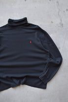 Polo Ralph Lauren Black Embroidered Logo Turtleneck — 1990s (XL) - Retrospective Store