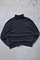 Polo Ralph Lauren Black Embroidered Logo Turtleneck — 1990s (XL) - Retrospective Store