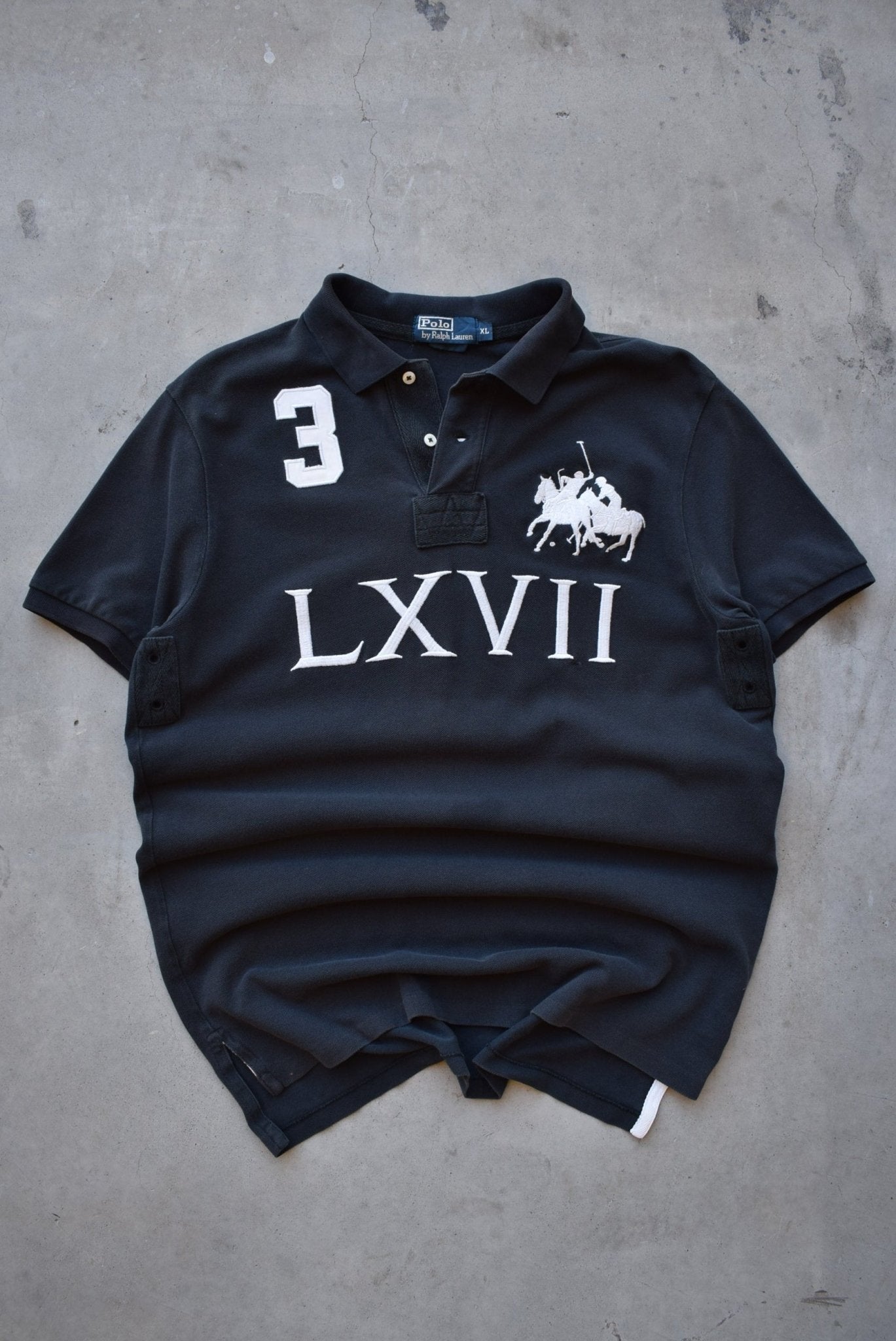 Polo Ralph Lauren Black Embroidered Polo — 1990s (L) - Retrospective Store
