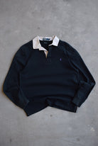 Polo Ralph Lauren Black Embroidered Rugby Polo — 1990s (L) - Retrospective Store