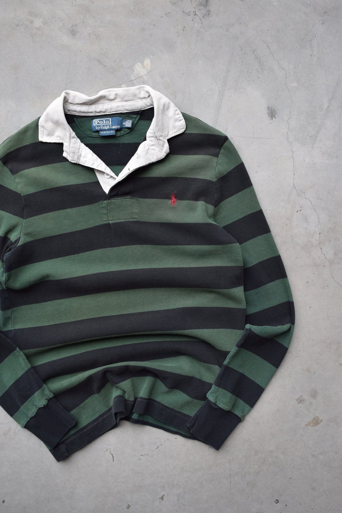 Polo Ralph Lauren Black & Green Embroidered Rugby Polo — 1990s (S/M) - Retrospective Store