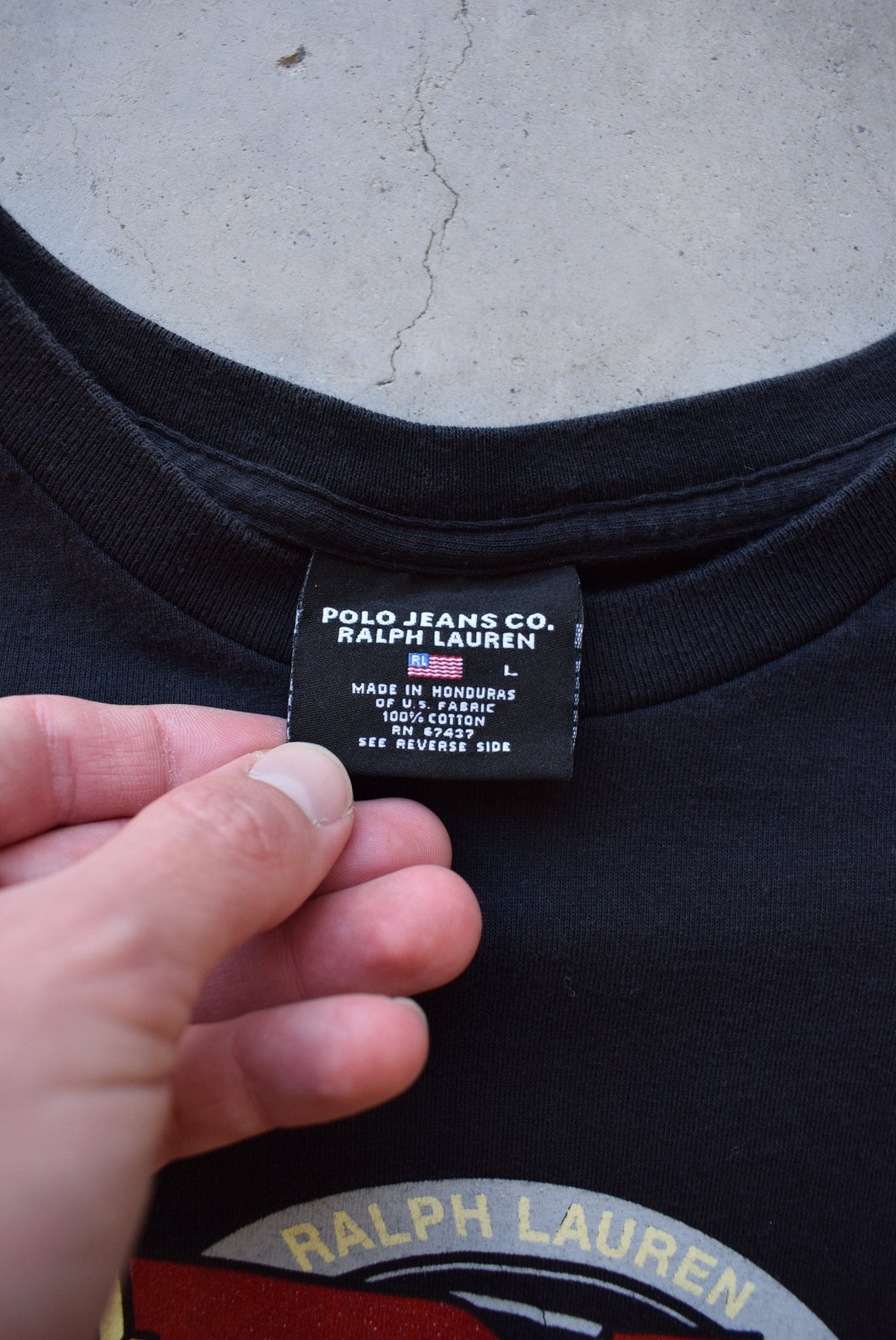 Polo Ralph Lauren Black Long Sleeve Spellout Tee — 2000s (L/XL) - Retrospective Store