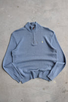 Polo Ralph Lauren Blue Embroidered Knitted Quarter Zip — 1990s (M/L) - Retrospective Store