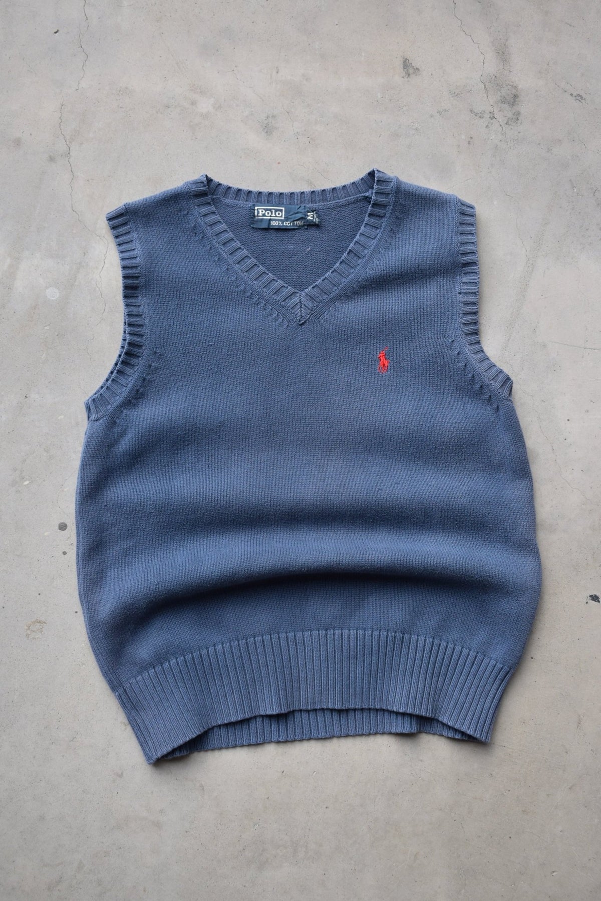Polo Ralph Lauren Blue Embroidered Logo Knitted Vest — 1990s (S) - Retrospective Store