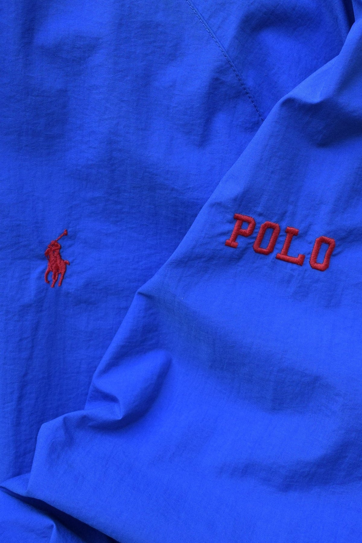Polo Ralph Lauren Blue Embroidered Logo Pullover Jacket — 1990s (M/L) - Retrospective Store
