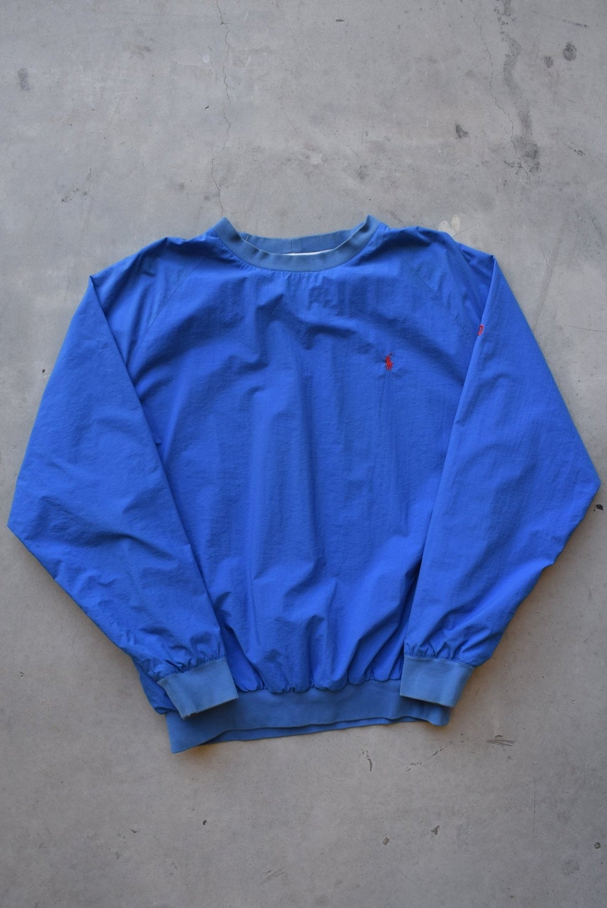 Polo Ralph Lauren Blue Embroidered Logo Pullover Jacket — 1990s (M/L) - Retrospective Store