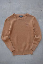 Polo Ralph Lauren Brown Embroidered Logo Knit — 1990s (XS) - Retrospective Store